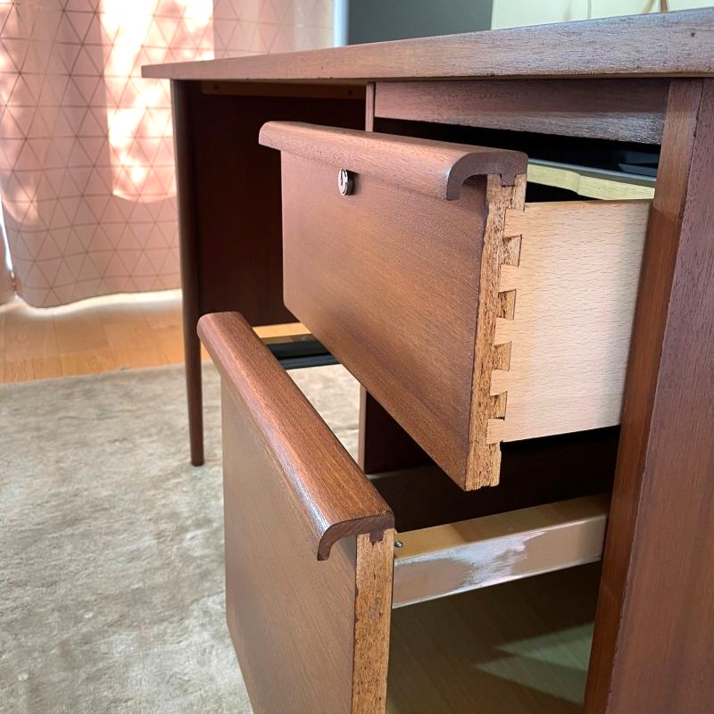 Bureau style scandinave vintage en teck – Image 6