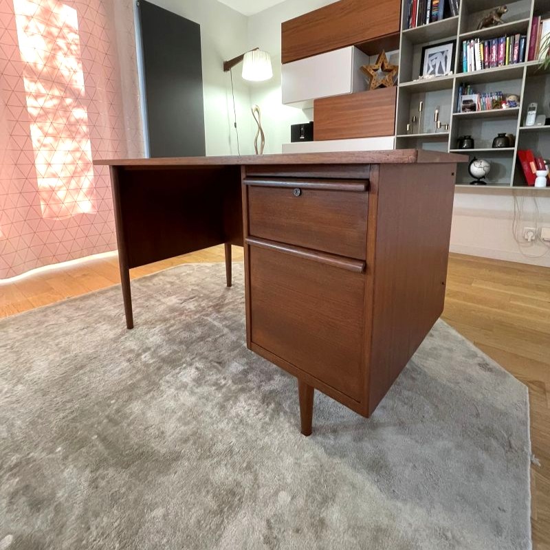 Bureau style scandinave vintage en teck – Image 7