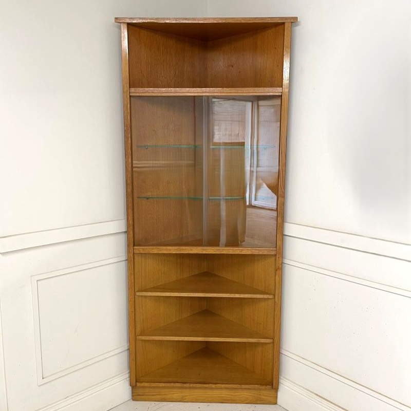 Etagère bibliothèque vitrine d’angle vintage